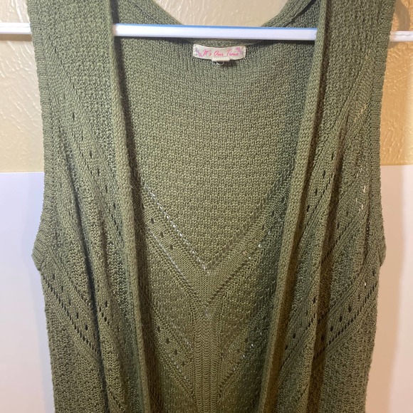 It’s Our Time Women Vest Cardigan Boho Sleeveless Large Green - Picture 8 of 8